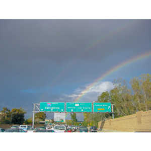 A double rainbow on the 405 and 101 freeways.