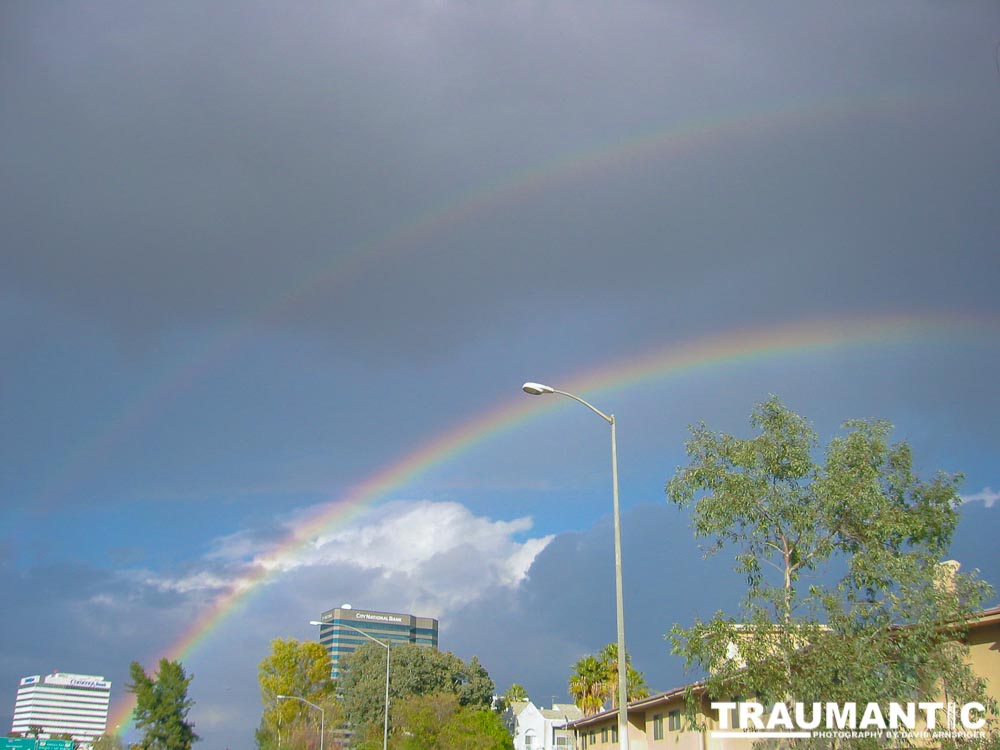 A double rainbow on the 405 and 101 freeways.