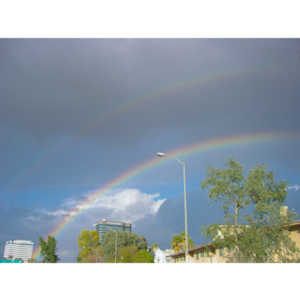 A double rainbow on the 405 and 101 freeways.