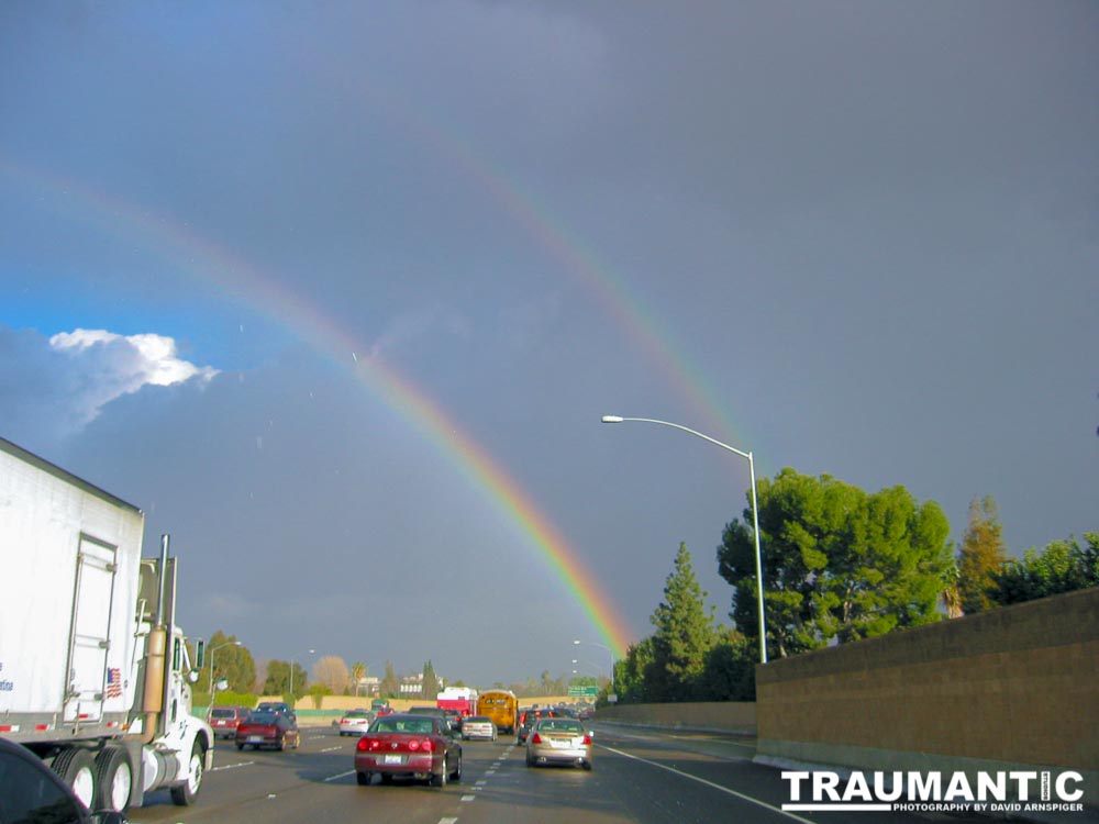 A double rainbow on the 405 and 101 freeways.