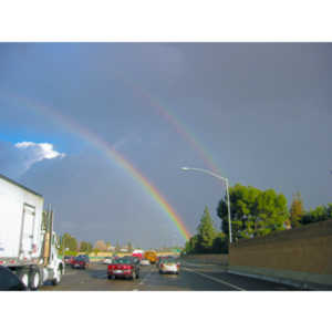A double rainbow on the 405 and 101 freeways.