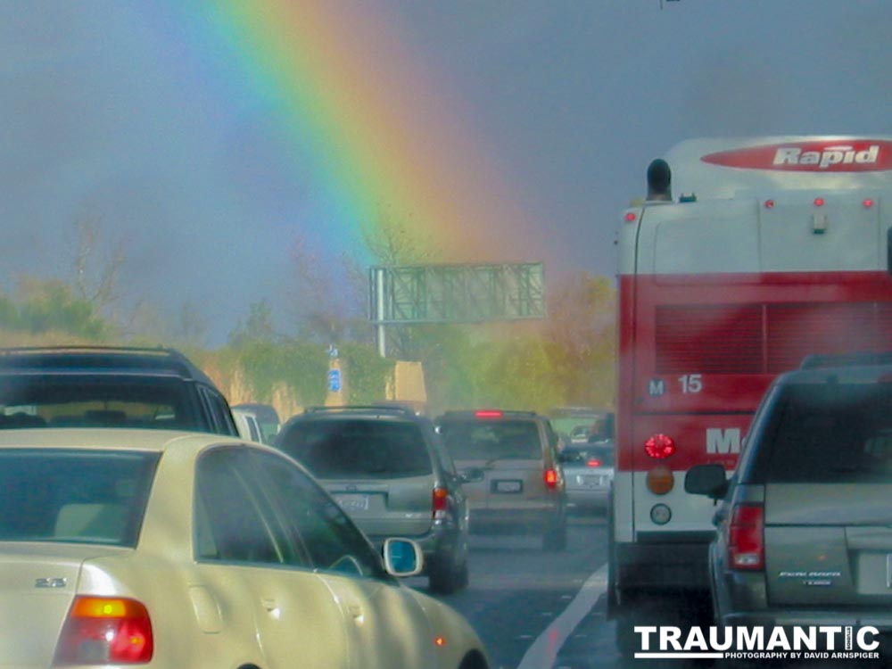 A double rainbow on the 405 and 101 freeways.