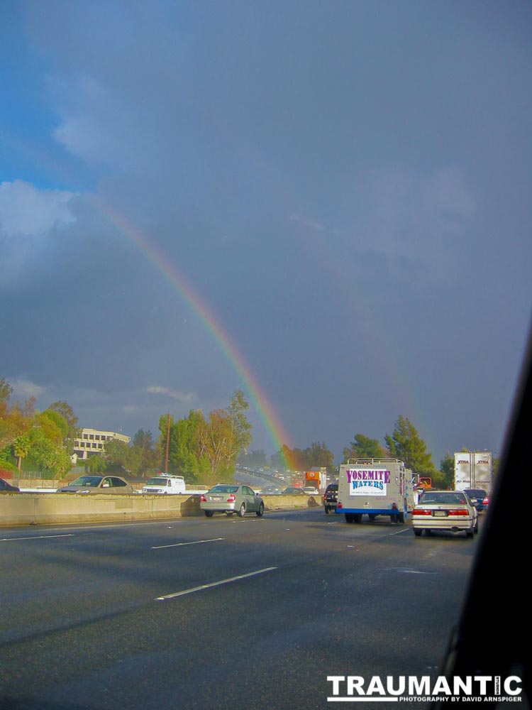 A double rainbow on the 405 and 101 freeways.
