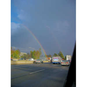 A double rainbow on the 405 and 101 freeways.