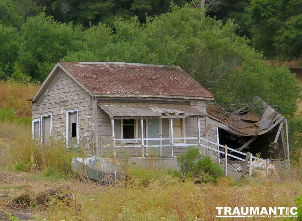An abandoned and decaying house.