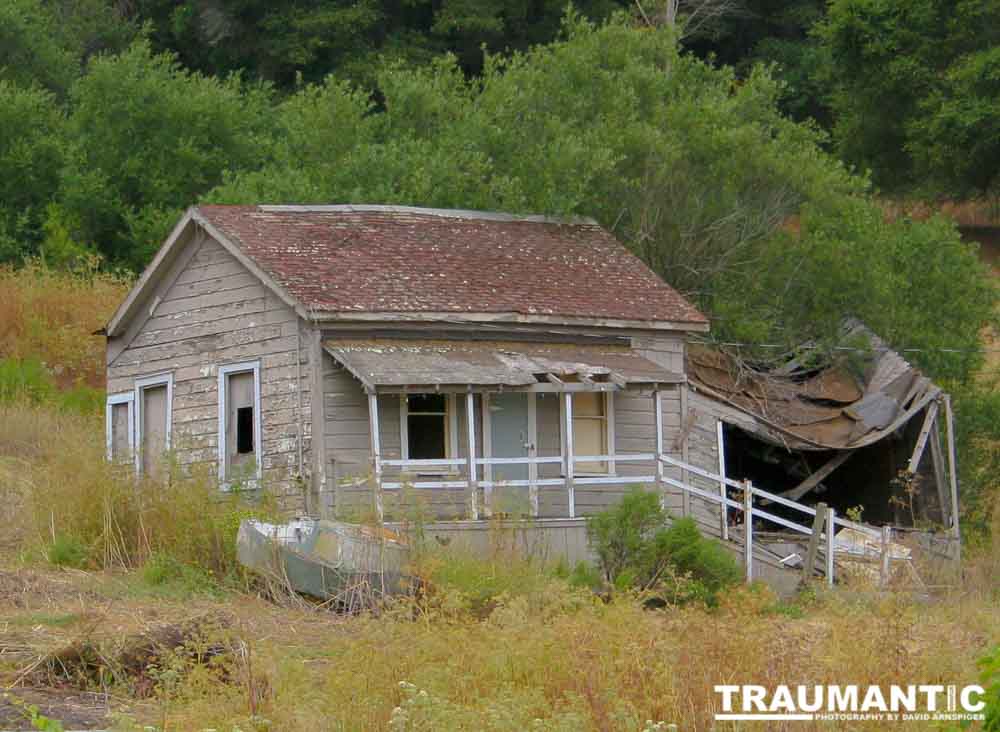 An abandoned and decaying house.