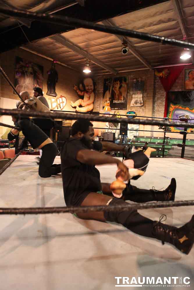 Various photographs of the Freakshow Wrestling California event on 01/14/2012.  This was my first time shooting the event.  I was actually brought in to do some custom shots of the wrestlers for web site animations.