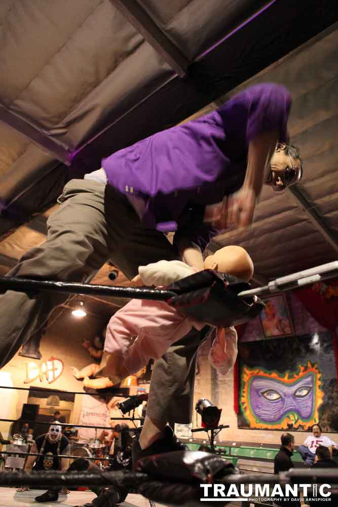 Various photographs of the Freakshow Wrestling California event on 01/14/2012.  This was my first time shooting the event.  I was actually brought in to do some custom shots of the wrestlers for web site animations.