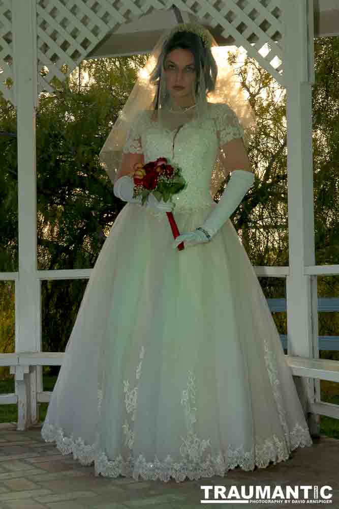 Jenna had a concept for a dead bride she wanted to do.  She handled the wardrobe and makeup, and we decided on this cool gazebo location in Canyon Country.  The final shots came out really good.