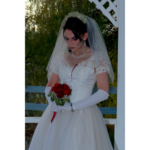 Jenna had a concept for a dead bride she wanted to do.  She handled the wardrobe and makeup, and we decided on this cool gazebo location in Canyon Country.  The final shots came out really good.