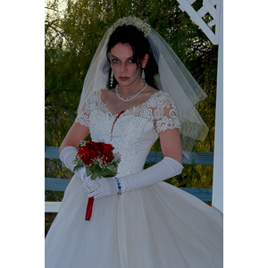 Jenna had a concept for a dead bride she wanted to do.  She handled the wardrobe and makeup, and we decided on this cool gazebo location in Canyon Country.  The final shots came out really good.