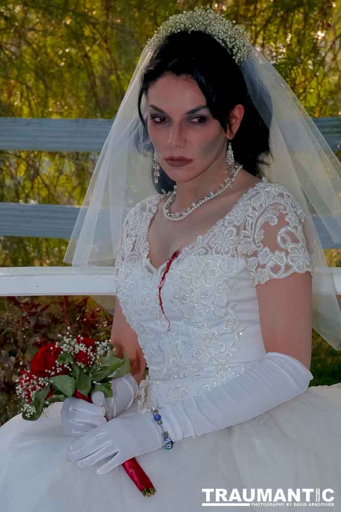 Jenna had a concept for a dead bride she wanted to do.  She handled the wardrobe and makeup, and we decided on this cool gazebo location in Canyon Country.  The final shots came out really good.