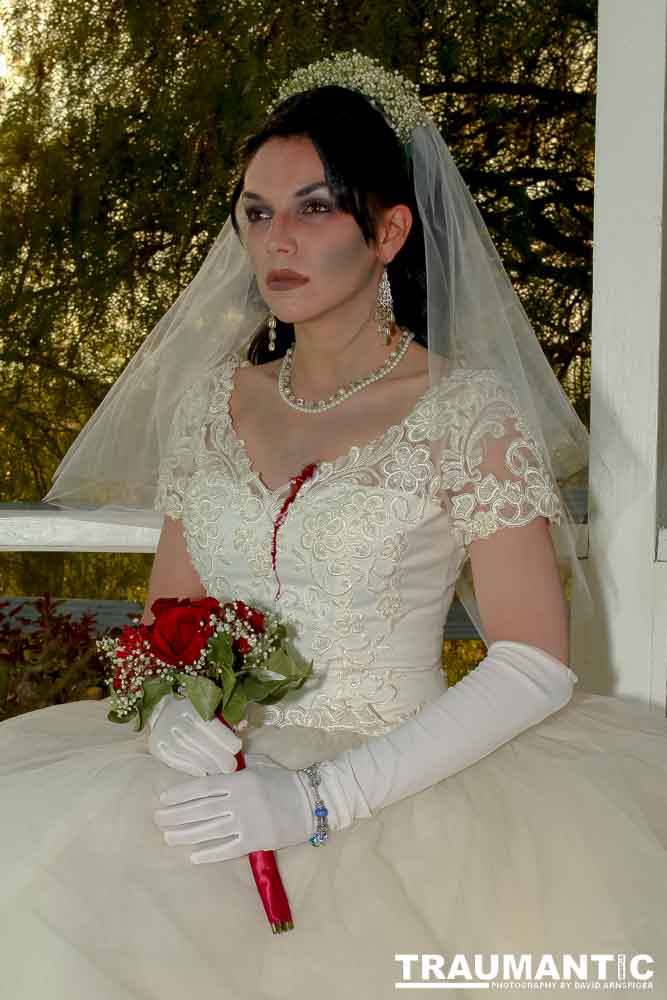 Jenna had a concept for a dead bride she wanted to do.  She handled the wardrobe and makeup, and we decided on this cool gazebo location in Canyon Country.  The final shots came out really good.