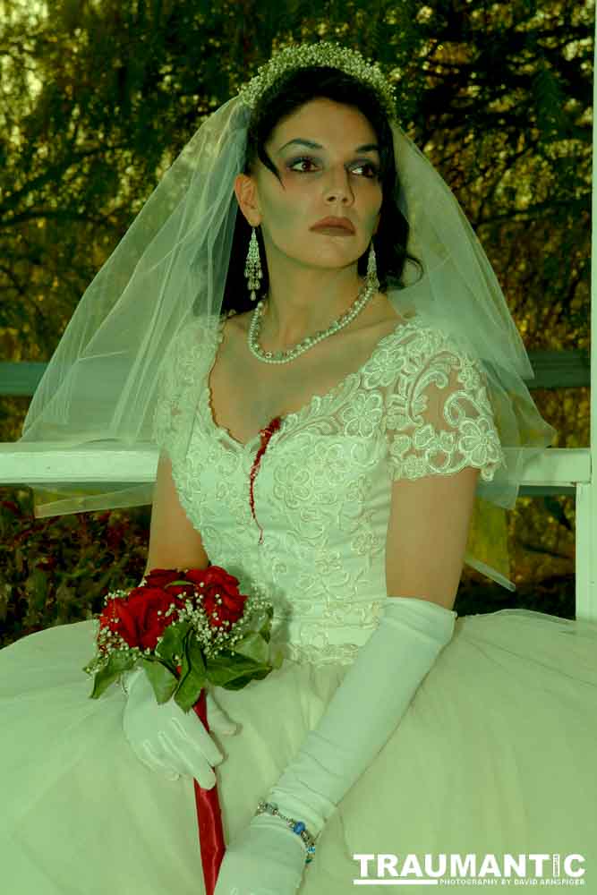 Jenna had a concept for a dead bride she wanted to do.  She handled the wardrobe and makeup, and we decided on this cool gazebo location in Canyon Country.  The final shots came out really good.