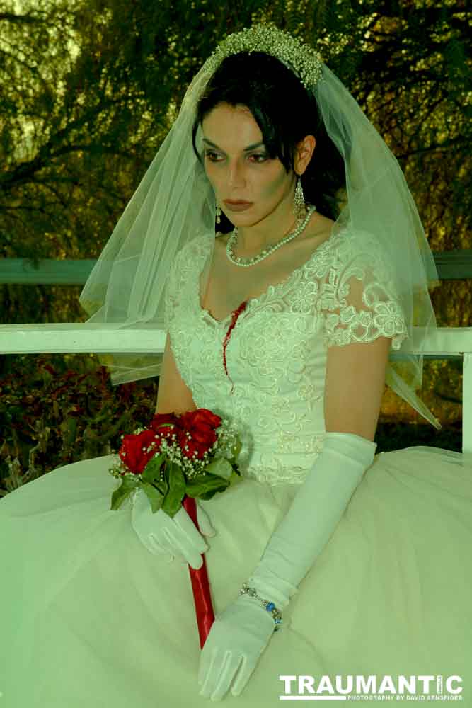 Jenna had a concept for a dead bride she wanted to do.  She handled the wardrobe and makeup, and we decided on this cool gazebo location in Canyon Country.  The final shots came out really good.