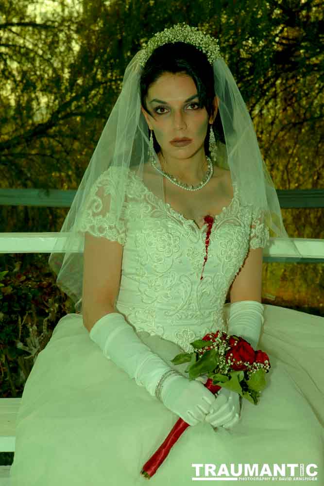 Jenna had a concept for a dead bride she wanted to do.  She handled the wardrobe and makeup, and we decided on this cool gazebo location in Canyon Country.  The final shots came out really good.