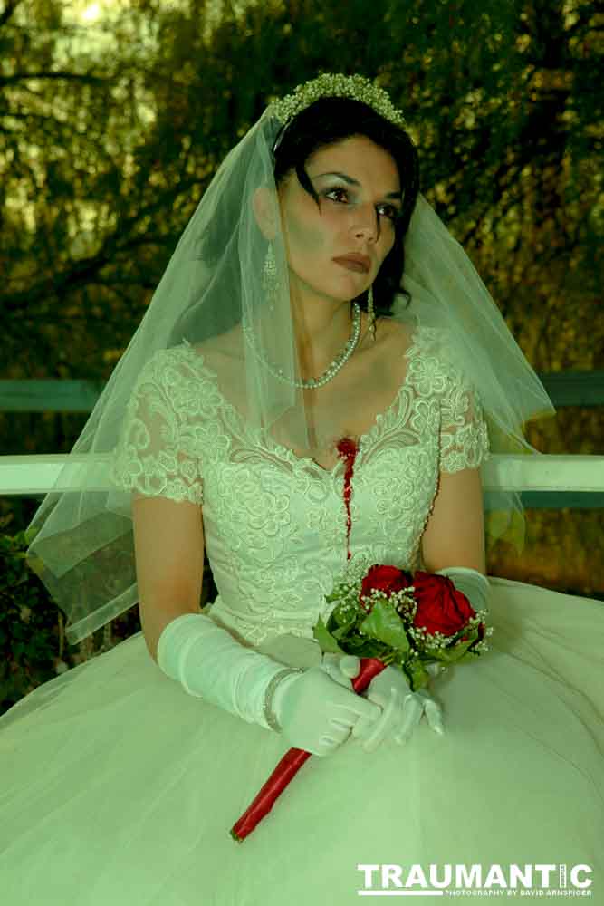 Jenna had a concept for a dead bride she wanted to do.  She handled the wardrobe and makeup, and we decided on this cool gazebo location in Canyon Country.  The final shots came out really good.