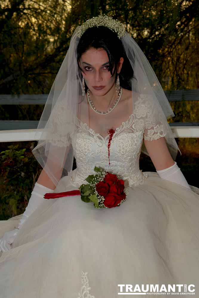 Jenna had a concept for a dead bride she wanted to do.  She handled the wardrobe and makeup, and we decided on this cool gazebo location in Canyon Country.  The final shots came out really good.