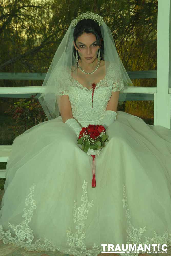 Jenna had a concept for a dead bride she wanted to do.  She handled the wardrobe and makeup, and we decided on this cool gazebo location in Canyon Country.  The final shots came out really good.