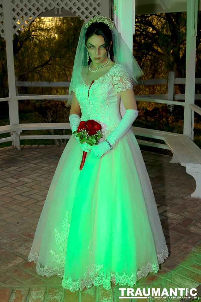 Jenna had a concept for a dead bride she wanted to do.  She handled the wardrobe and makeup, and we decided on this cool gazebo location in Canyon Country.  The final shots came out really good.