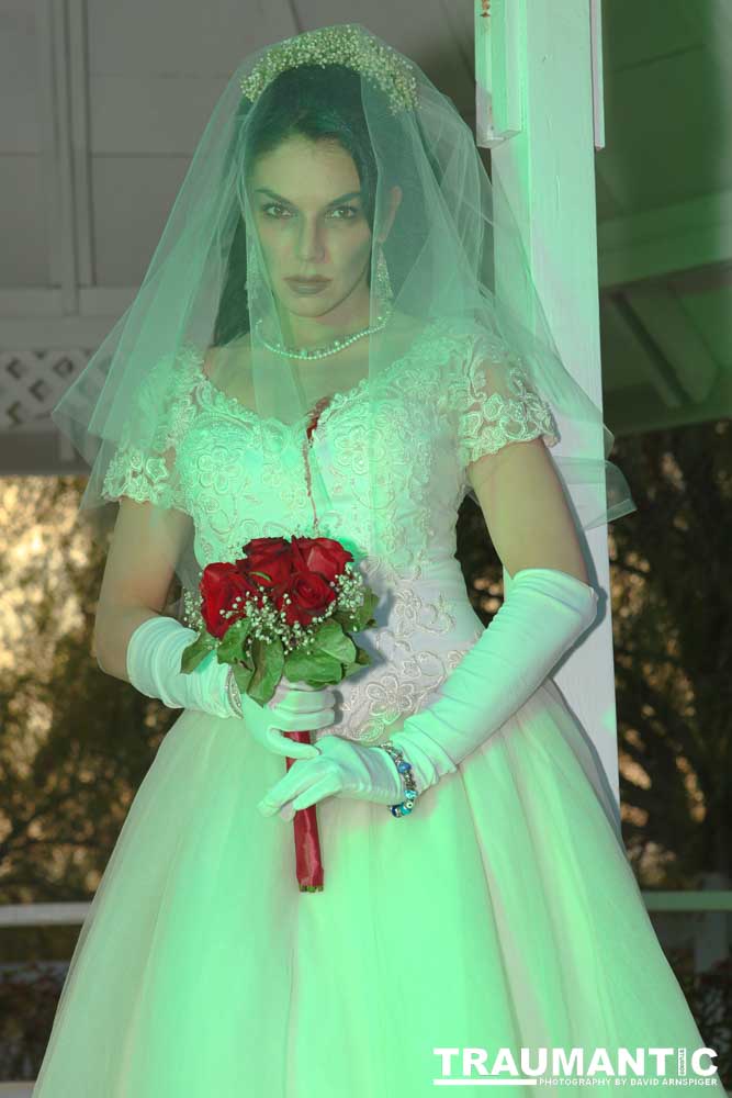 Jenna had a concept for a dead bride she wanted to do.  She handled the wardrobe and makeup, and we decided on this cool gazebo location in Canyon Country.  The final shots came out really good.