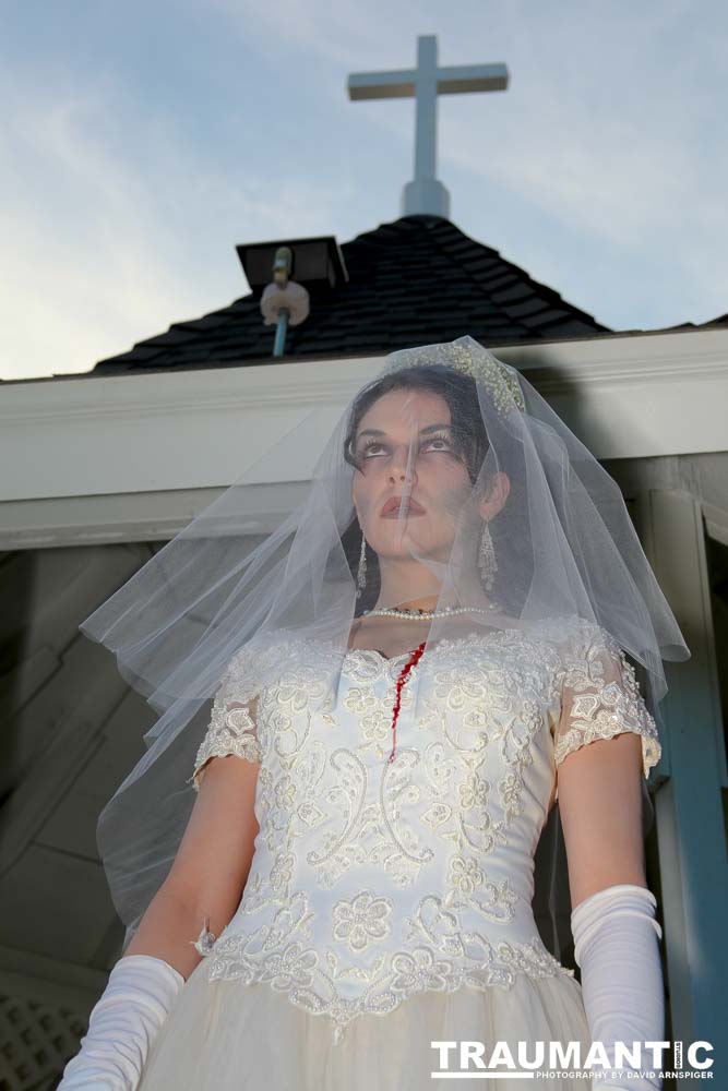 Jenna had a concept for a dead bride she wanted to do.  She handled the wardrobe and makeup, and we decided on this cool gazebo location in Canyon Country.  The final shots came out really good.