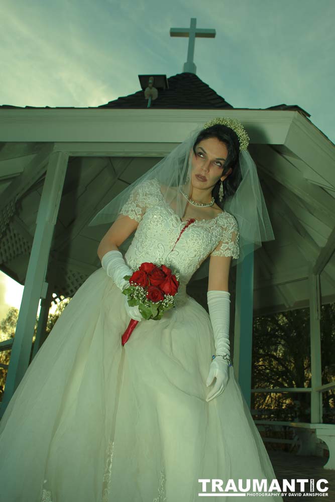 Jenna had a concept for a dead bride she wanted to do.  She handled the wardrobe and makeup, and we decided on this cool gazebo location in Canyon Country.  The final shots came out really good.