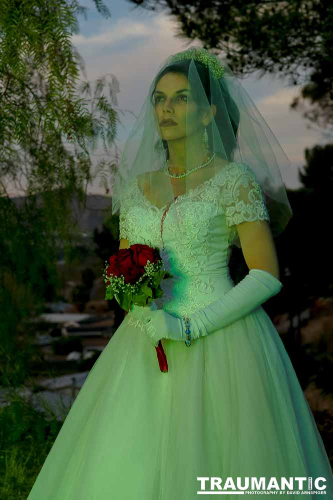 Jenna had a concept for a dead bride she wanted to do.  She handled the wardrobe and makeup, and we decided on this cool gazebo location in Canyon Country.  The final shots came out really good.