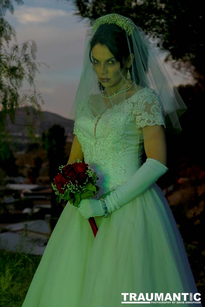 Jenna had a concept for a dead bride she wanted to do.  She handled the wardrobe and makeup, and we decided on this cool gazebo location in Canyon Country.  The final shots came out really good.