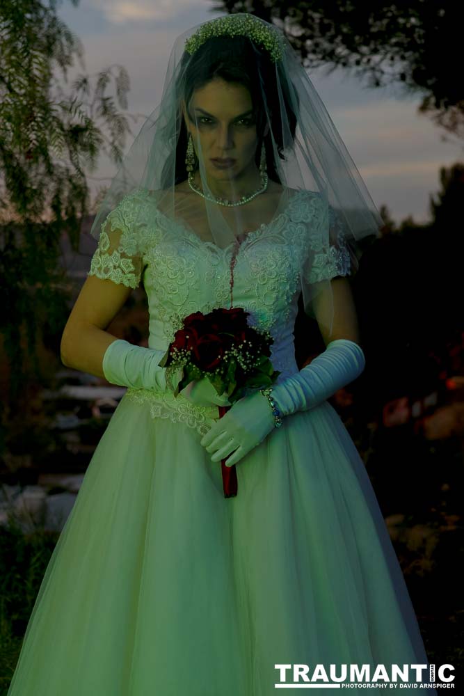 Jenna had a concept for a dead bride she wanted to do.  She handled the wardrobe and makeup, and we decided on this cool gazebo location in Canyon Country.  The final shots came out really good.