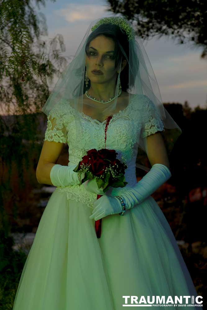 Jenna had a concept for a dead bride she wanted to do.  She handled the wardrobe and makeup, and we decided on this cool gazebo location in Canyon Country.  The final shots came out really good.