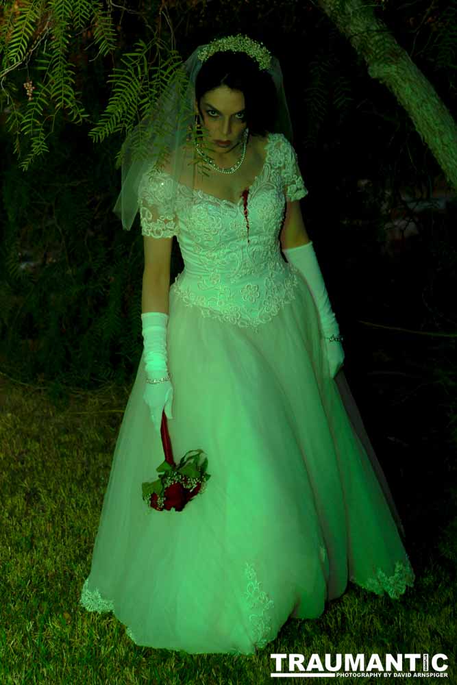 Jenna had a concept for a dead bride she wanted to do.  She handled the wardrobe and makeup, and we decided on this cool gazebo location in Canyon Country.  The final shots came out really good.