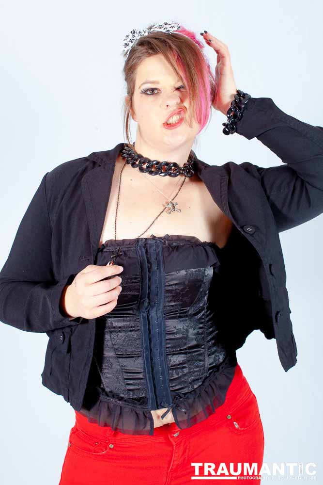 Sarah hosts a weekly heavy metal show and needed some promotional shots.