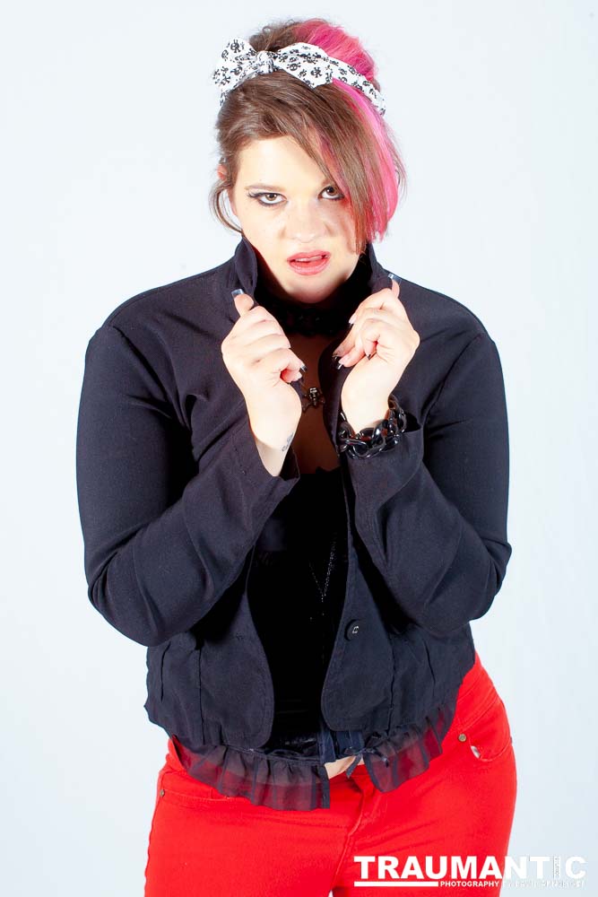 Sarah hosts a weekly heavy metal show and needed some promotional shots.