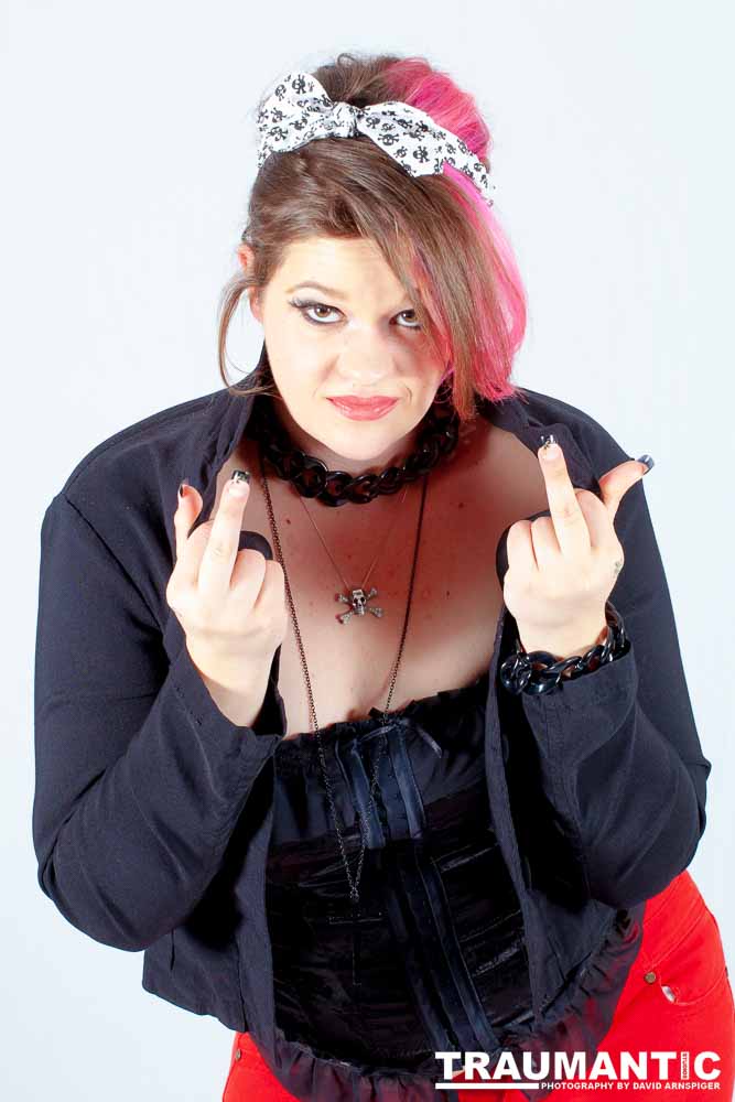 Sarah hosts a weekly heavy metal show and needed some promotional shots.