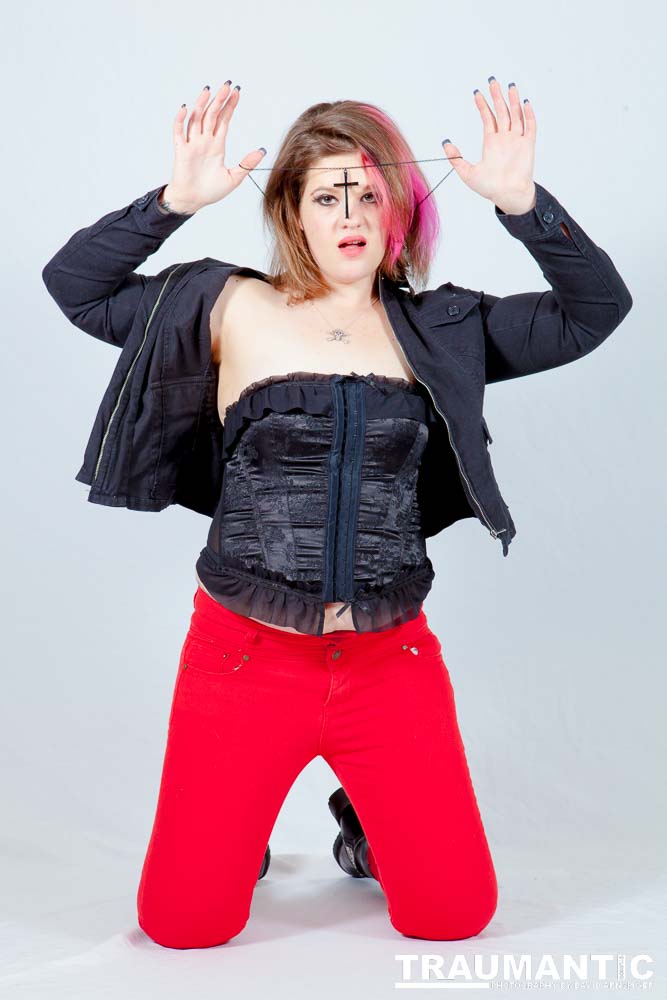 Sarah hosts a weekly heavy metal show and needed some promotional shots.