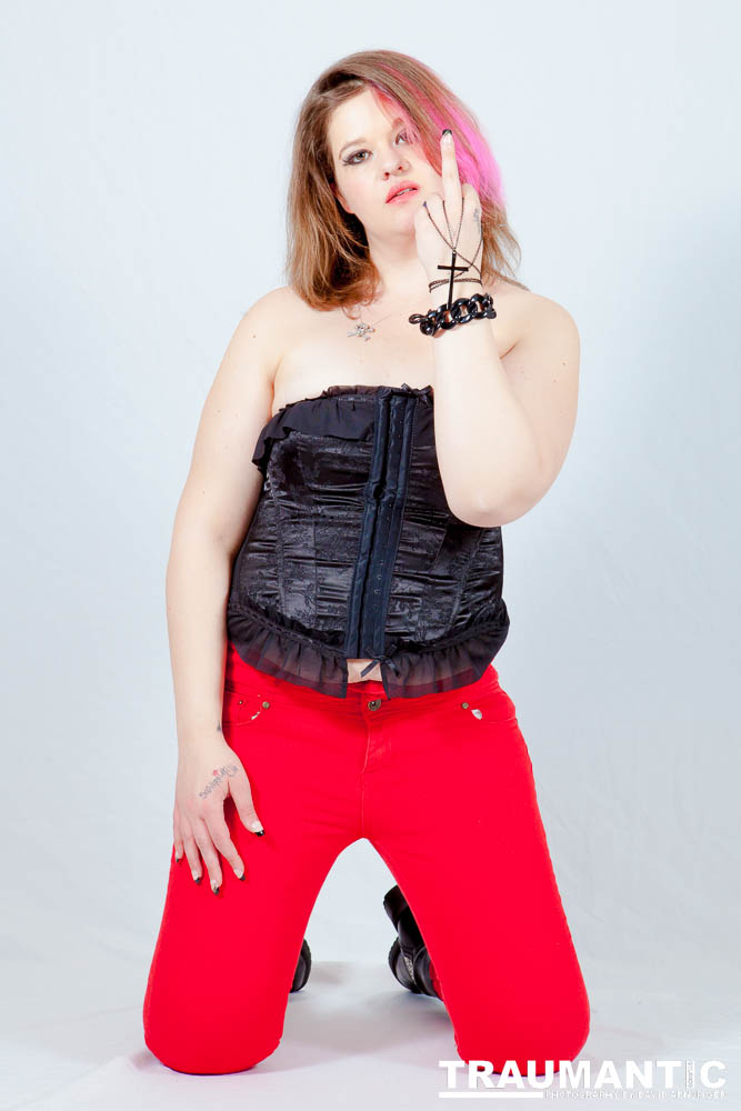 Sarah hosts a weekly heavy metal show and needed some promotional shots.