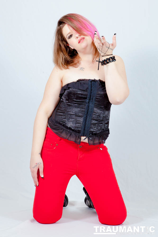 Sarah hosts a weekly heavy metal show and needed some promotional shots.