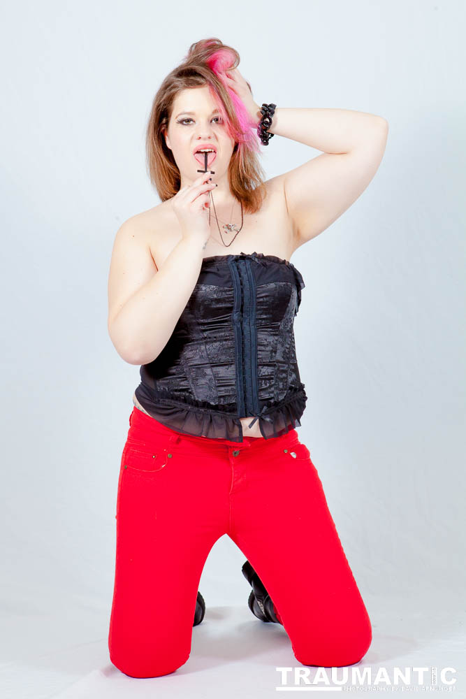 Sarah hosts a weekly heavy metal show and needed some promotional shots.