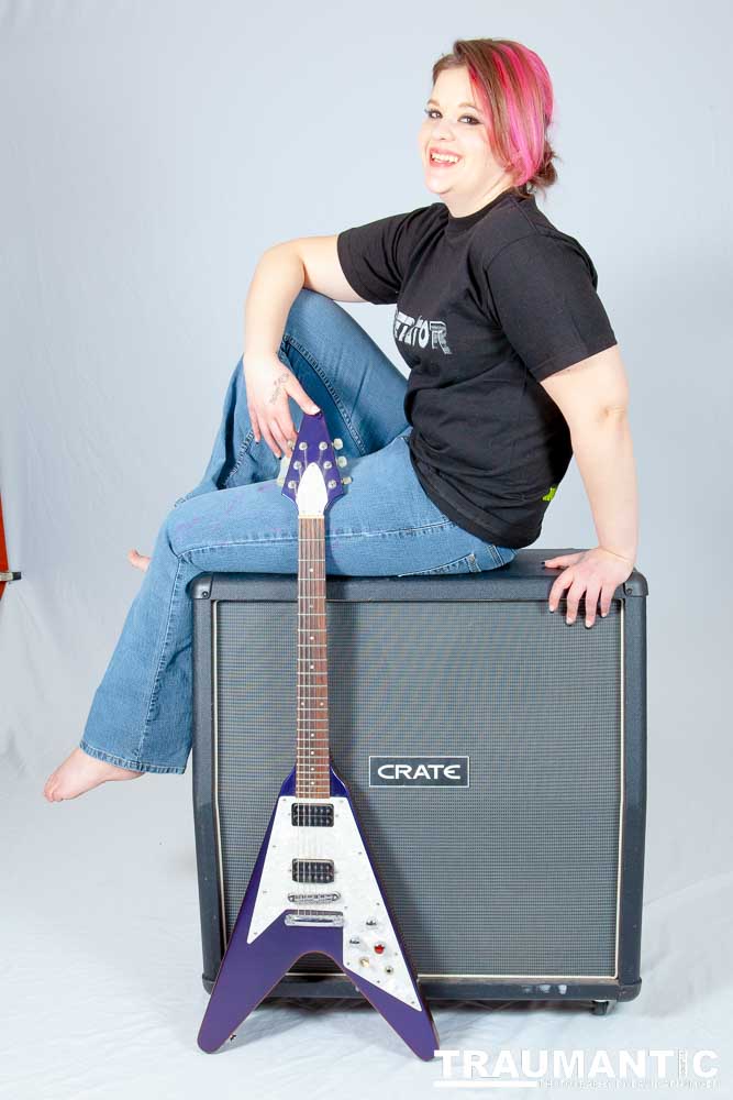 Sarah hosts a weekly heavy metal show and needed some promotional shots.