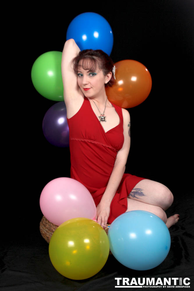 Rebecca is always up for a shoot.  This shoot was an example of the two of us just getting together to try out an idea.  I wanted to do a balloon pinup, and she popped over and helped me make it happen.