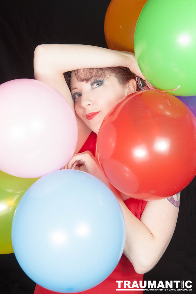 Rebecca is always up for a shoot.  This shoot was an example of the two of us just getting together to try out an idea.  I wanted to do a balloon pinup, and she popped over and helped me make it happen.