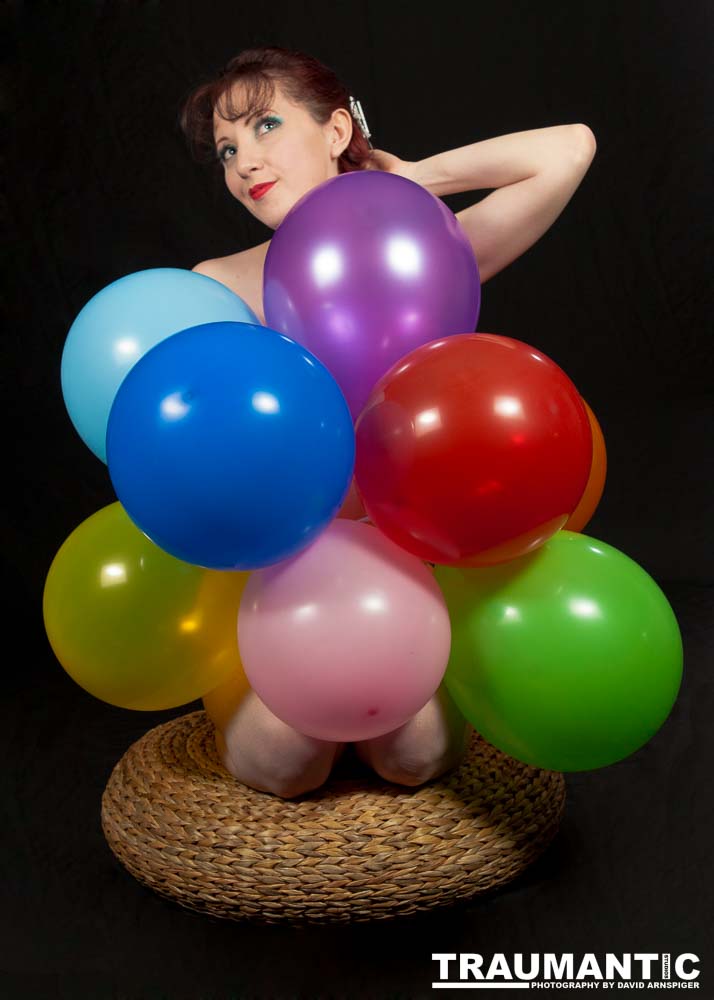 Rebecca is always up for a shoot.  This shoot was an example of the two of us just getting together to try out an idea.  I wanted to do a balloon pinup, and she popped over and helped me make it happen.