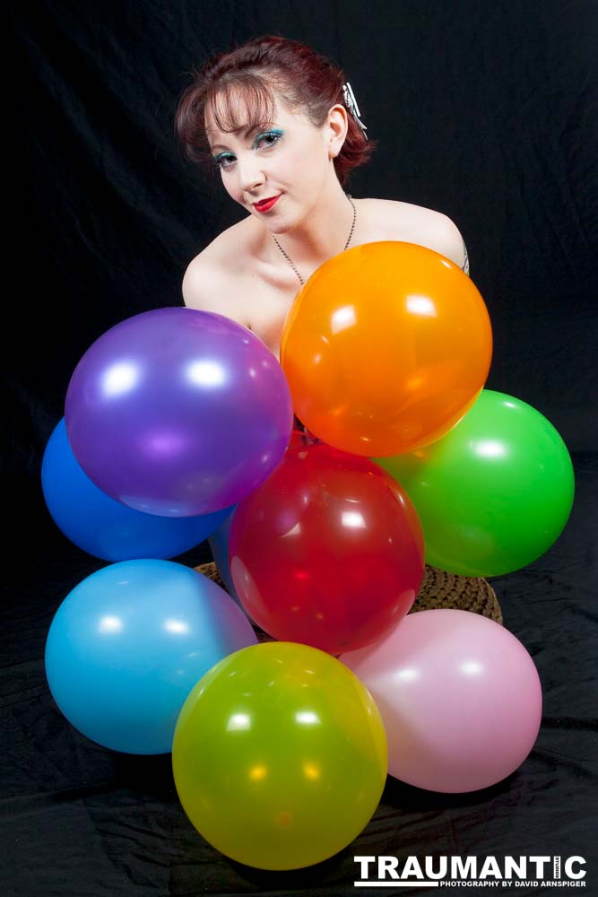 Rebecca is always up for a shoot.  This shoot was an example of the two of us just getting together to try out an idea.  I wanted to do a balloon pinup, and she popped over and helped me make it happen.