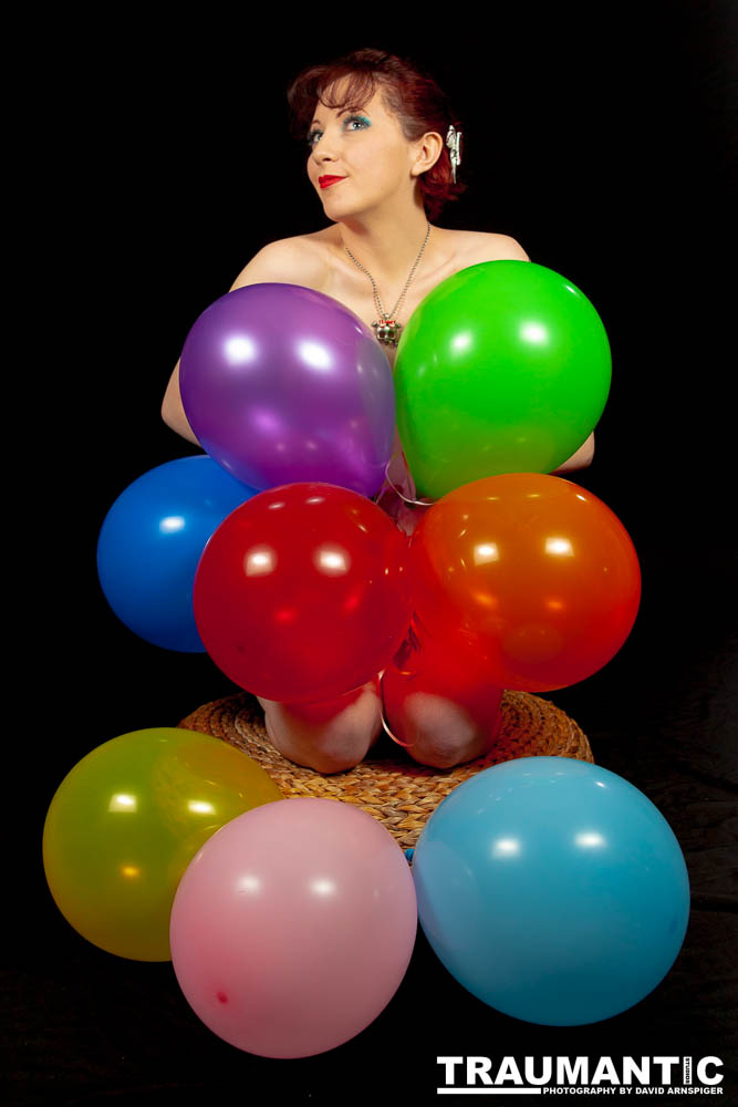 Rebecca is always up for a shoot.  This shoot was an example of the two of us just getting together to try out an idea.  I wanted to do a balloon pinup, and she popped over and helped me make it happen.