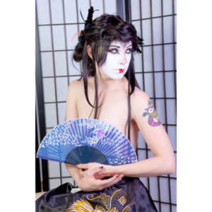 Rebecca had an idea for some Geisha style makeup.  Here's the result.