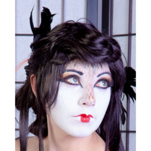 Rebecca had an idea for some Geisha style makeup.  Here's the result.