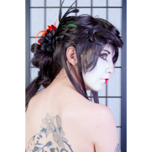 Rebecca had an idea for some Geisha style makeup.  Here's the result.