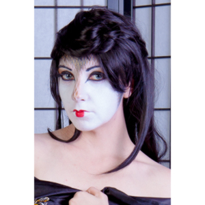 Rebecca had an idea for some Geisha style makeup.  Here's the result.