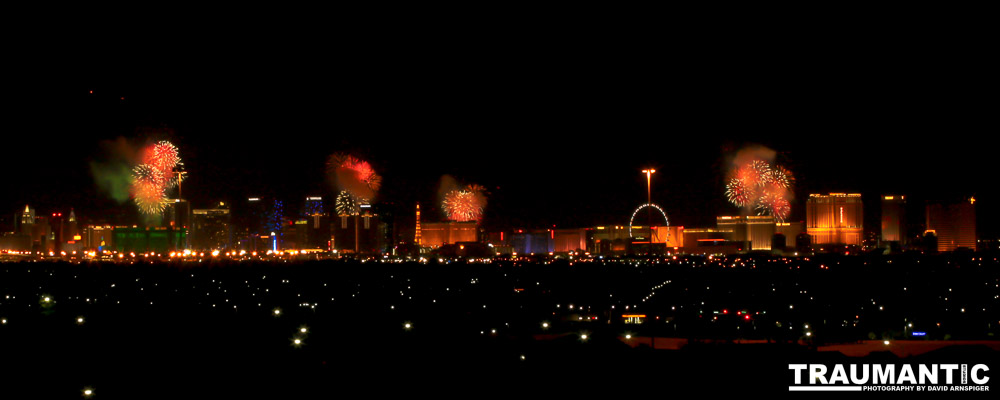 Both my last picture of the year for 2014 and my first picture of the year for 2015.  The New Years Eve fireworks on the strip in Las Vegas.